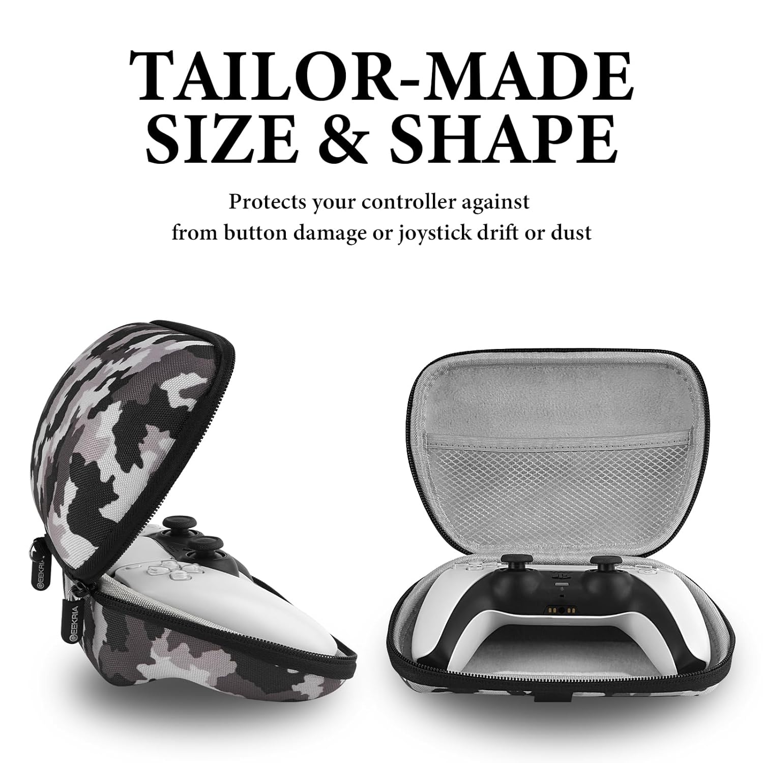 GEEKRIA Gaming Controller Case Compatible with Sony PlayStation 5 DualSense, PS4 DualShock 4, PS3 Dualshock 3, Gaming Accessories Storage Carrying Bag (Blue)