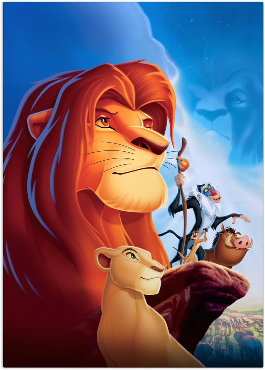 Displate Official Disney Metal Poster Magnetic Mounting Licensed Artwork Modern Wall Decor The Lion King - Lion King Group Poster 17.7" x 12.6"