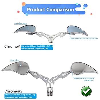 Amazon.com: DREAMIZER Motorcycle Mirrors Teardrop Flame