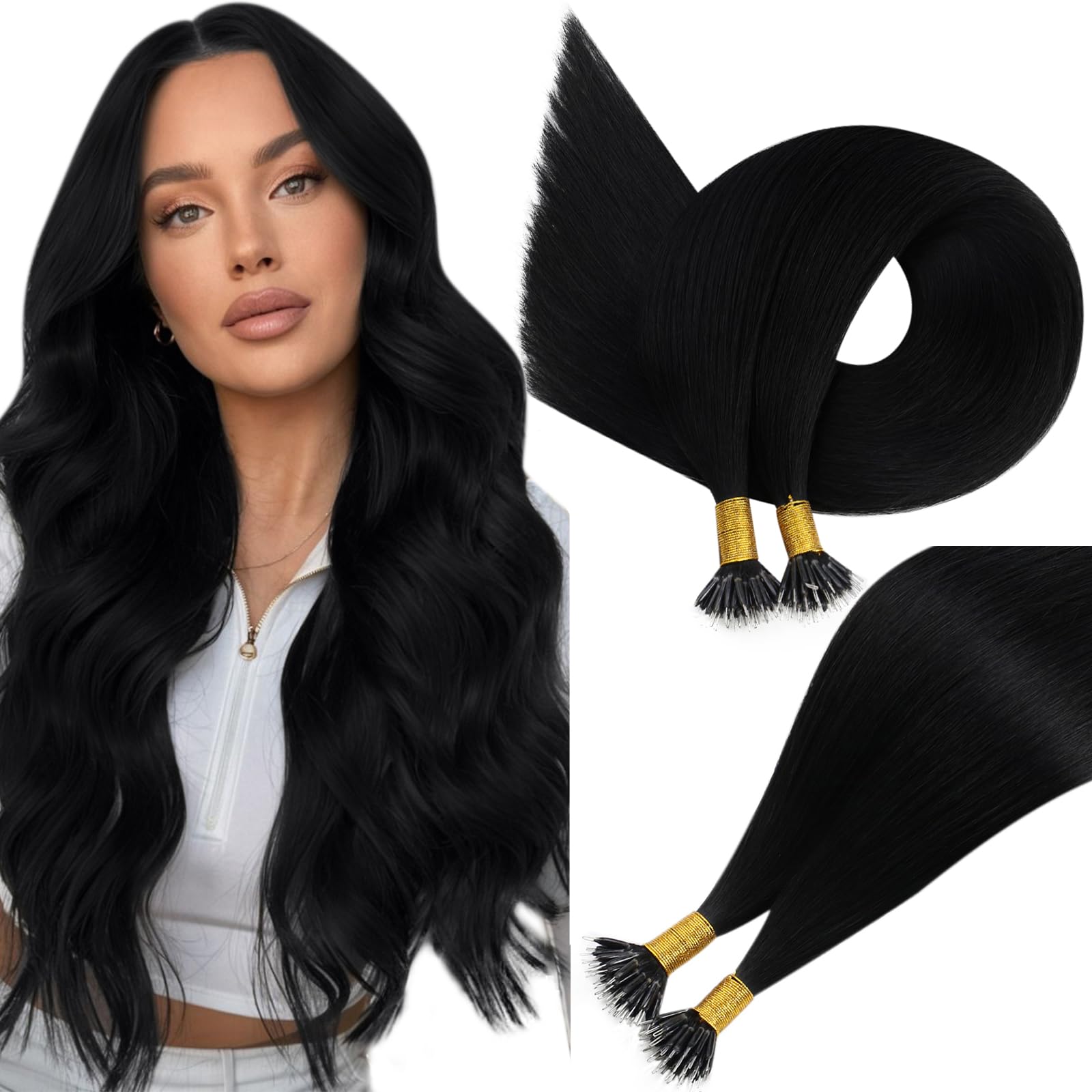 Easyouth U Tip Hair Extensions Brown Keratin Tip Hair Extensions Real Human Hair Darkest Brown Keratin Hair Extension Human Hair with Natural Texture 18Inch 50G 1G/S — view 31