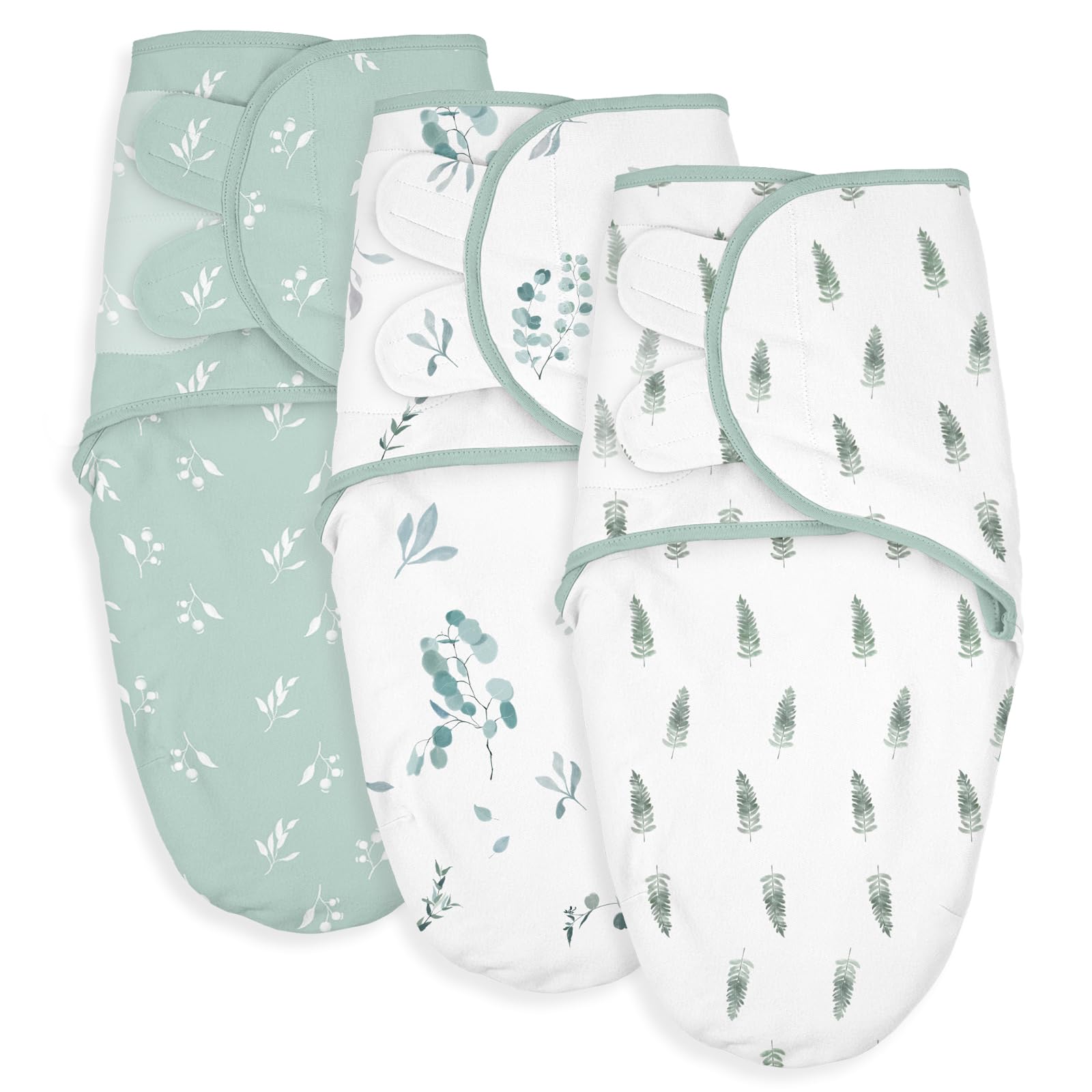 Soarwg Kids Pucksack Baby 0-3 Monate Swaddles Decke Babyschlafsack Pucktuch Neugeborene Wickeltuch Säuglinge Schlafsack, 100% Bio-Baumwolle, Unisex, Mädchen und Jungen 3er Pack, Grün