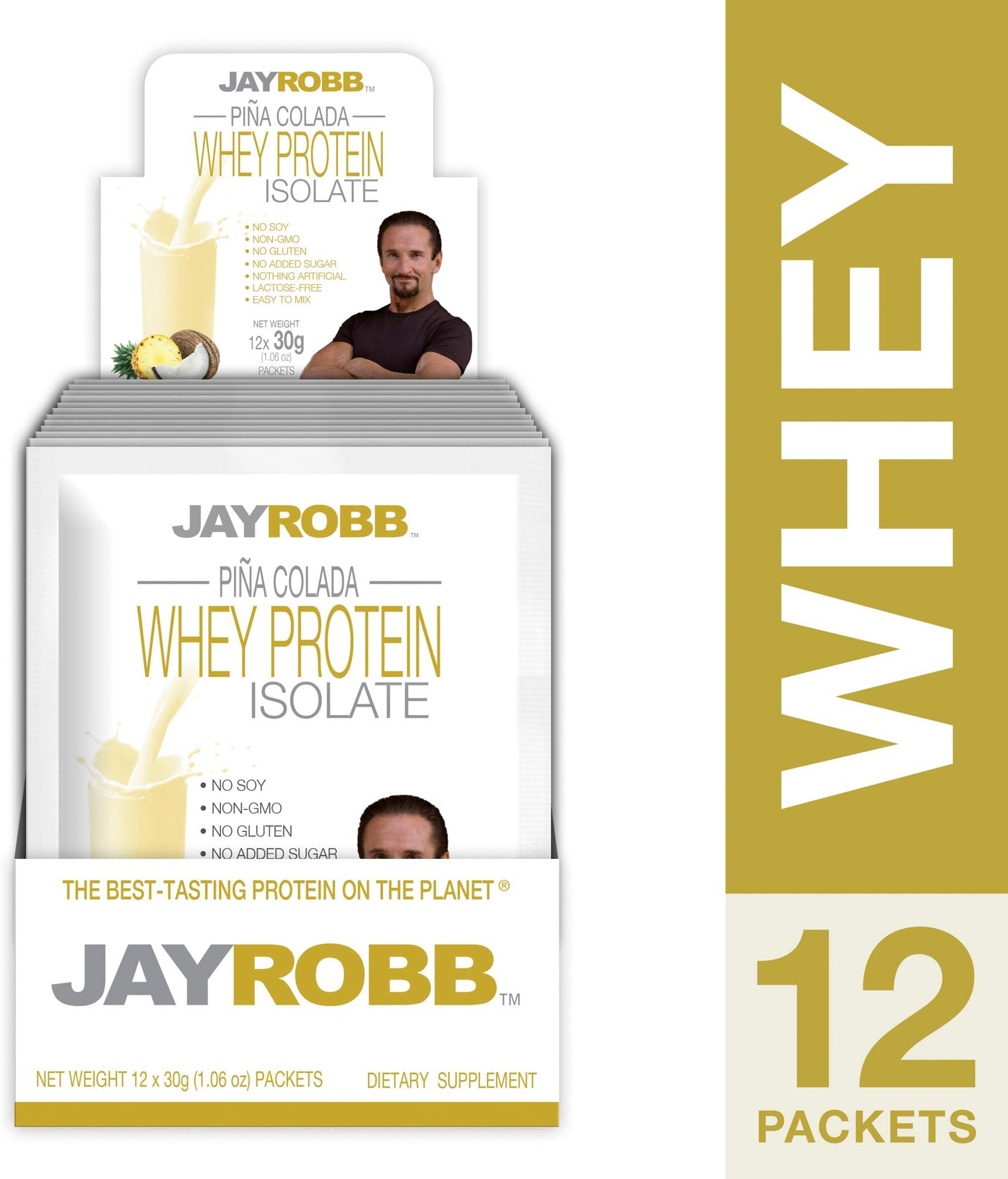 Jay Robb Whey Protein Powder Pina Colada - 12 Packets