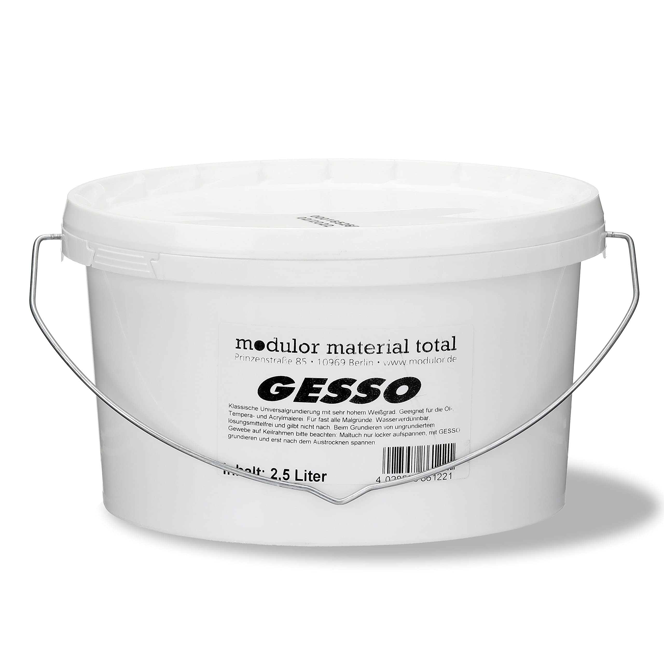 Gesso Universalgrundierung, Kunststoffeimer mit 2,5 Liter, Weiß Matt