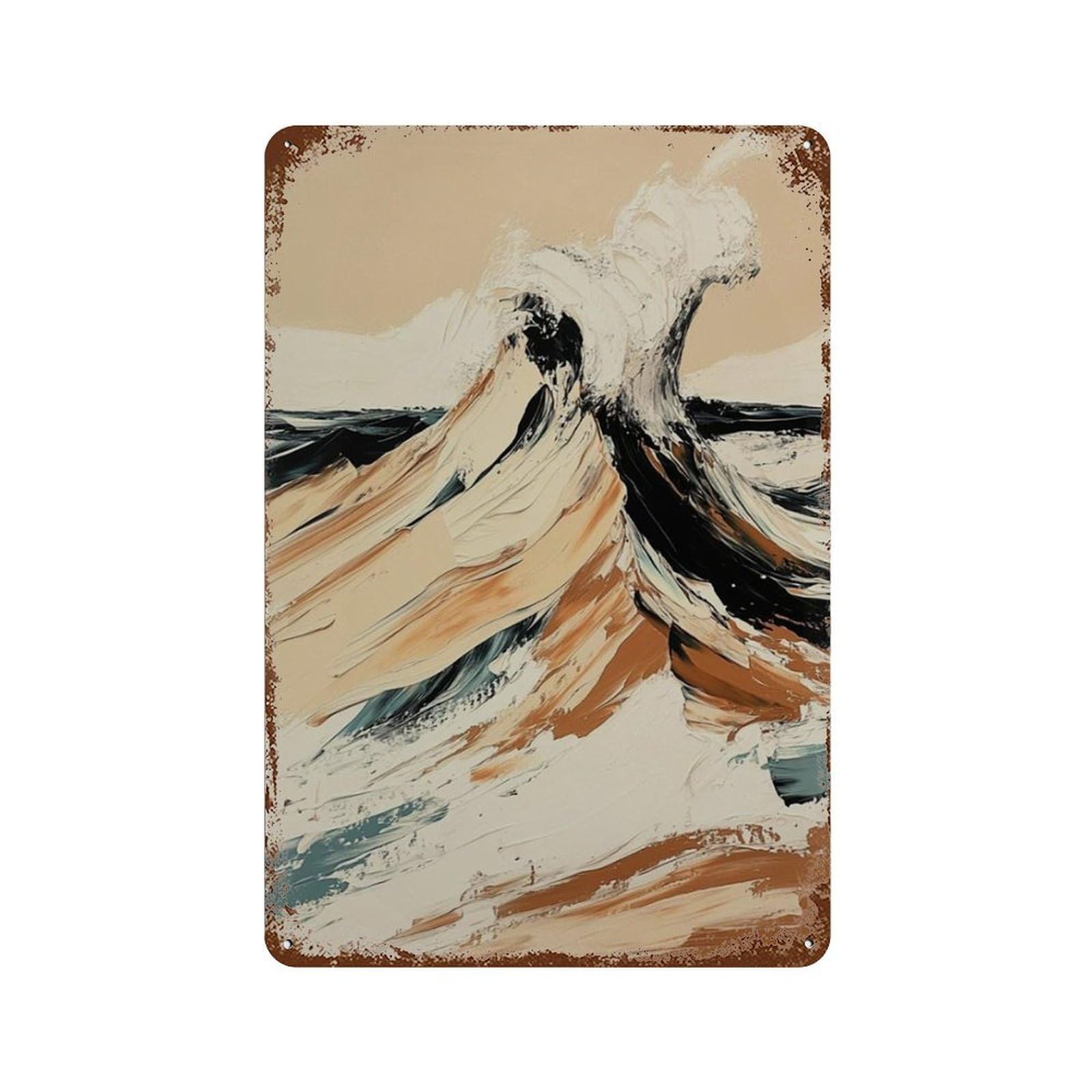 xiaoxiaoshen Abstract Wave Ocean Modern Seascape Coastal Painting Wall Decor Art Metal Tin Poster Modern Home Decor Art Home Bar Shop Decorations Vintage Sign 30x20cm