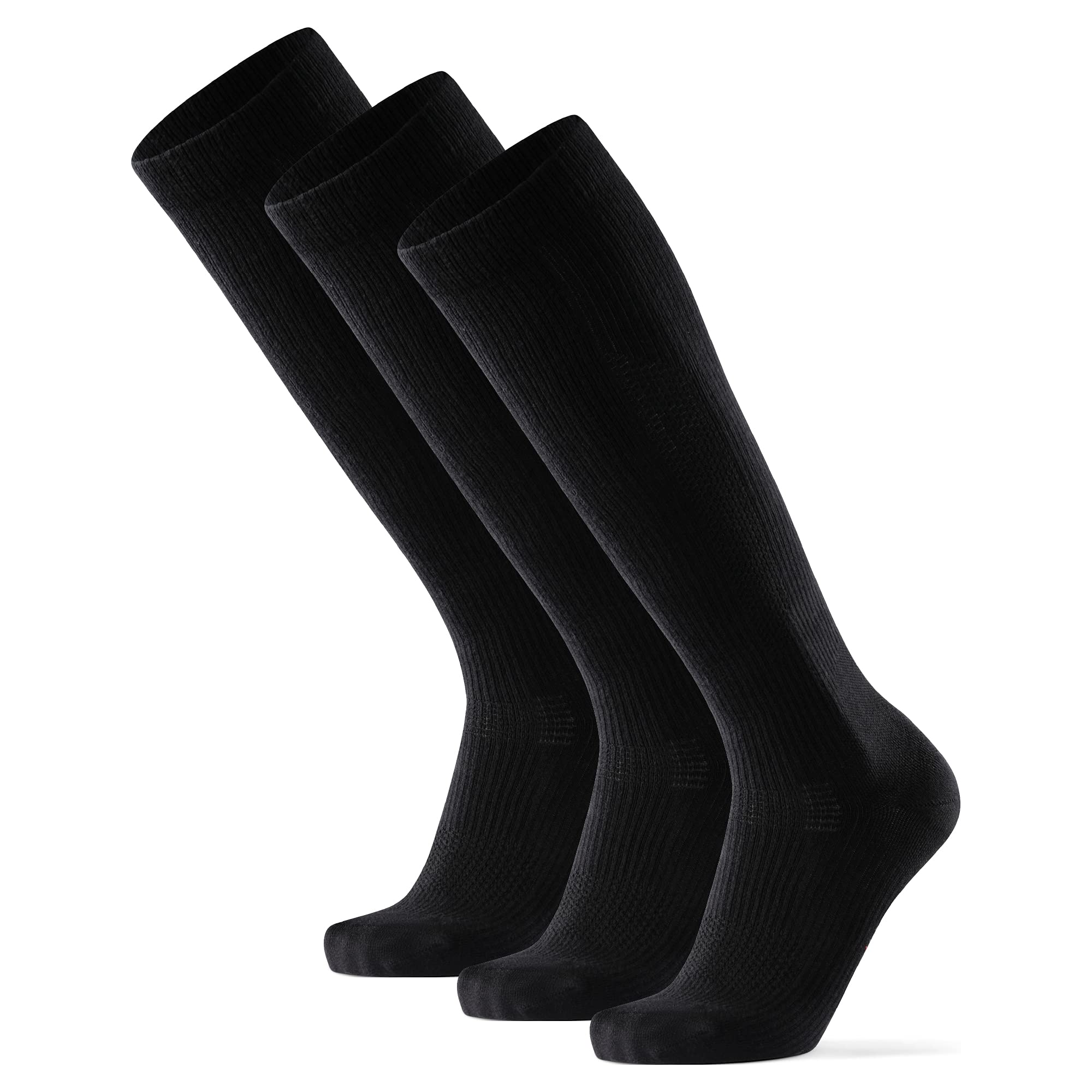 DANISH ENDURANCE 3 Pack Graduated Compression Socks, 14-18mmHg, Organic Cotton, Black, Large