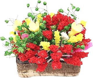 Dollhouse Decoration Plant Pots Miniature Green Potted Miniature Bonsai Model Dollhouse Accessories Decor,1 12 Scale Doll House Miniature Plant Model (Flowers in The Bed)