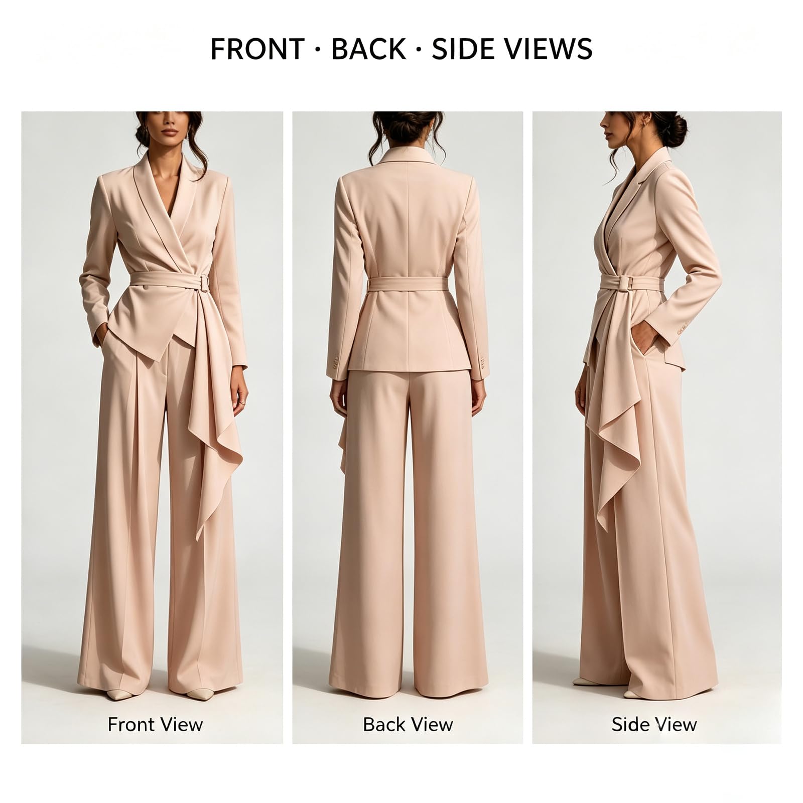 Set Sacco Donna Due Pezzi Asimmetrico con Cintura Pantaloni Larga