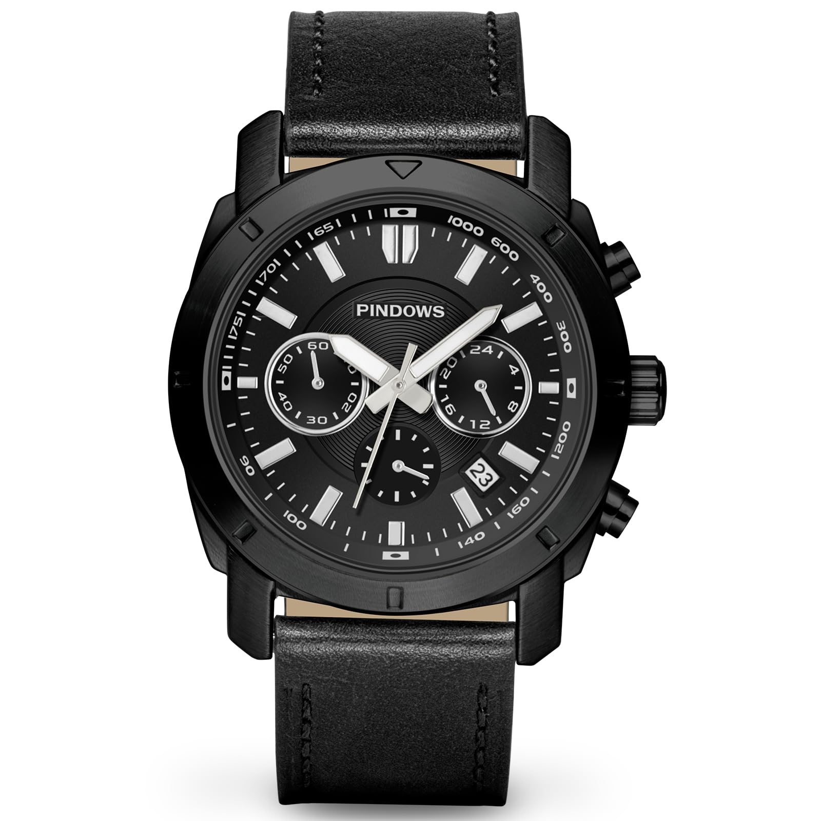 PINDOWS Orologio da polso da uomo, impermeabile, alla moda, casual, cronografo multifunzione, orologio da uomo al quarzo con calendario