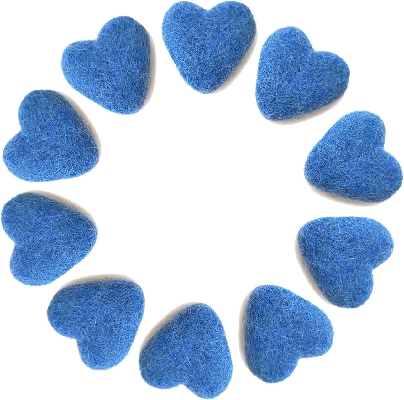 Heart Shape Felt Wool Beads Balls Pom Pom Handmade DIY for Craft Dream Catcher Baby Mobile Pompom Home Decor Nursery Party Props (Sky Blue 30mm 10pcs)