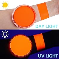 Vista 3 de Pintura corporal y facial UV neón naranja (30g/1oz), kit de pintura corporal completa a base de agua, reactiva a la luz negra, fluorescente