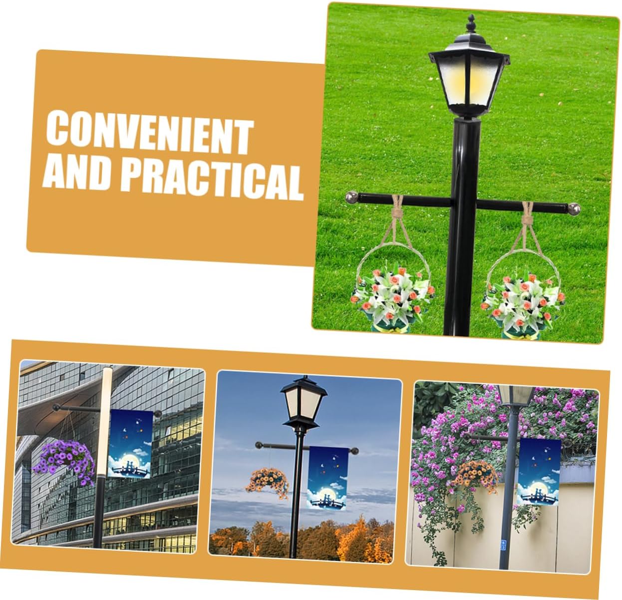 3pcs Aluminum Alloy Light Pole Cross Arm Bracket Replacement for Garden Lamp Post Outdoor Lamp Post Light Pole Arm