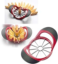 12-Slice Thin Apple Slicer and Corer, Classic Fruit Slicer, Easy Grip Apple Corer Slicer, Pop Apple & Pear Slicer, Can Quickly and Easily Slices an Apple into Tidy Wedges, Stylish Designs, Black Red.