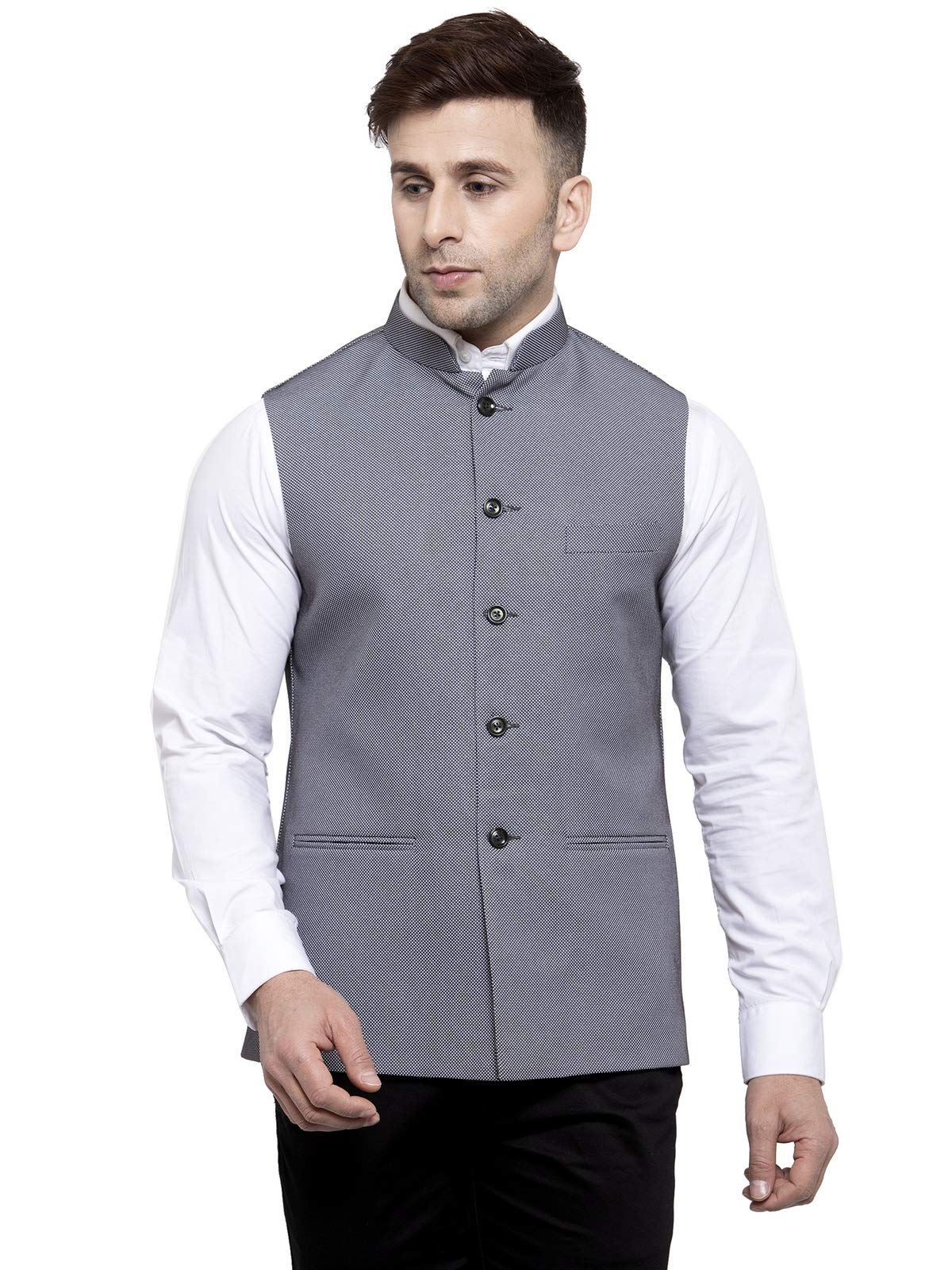Men's Poly Cotton Festive and Casual Nehru Jacket Vest Waistcoat
