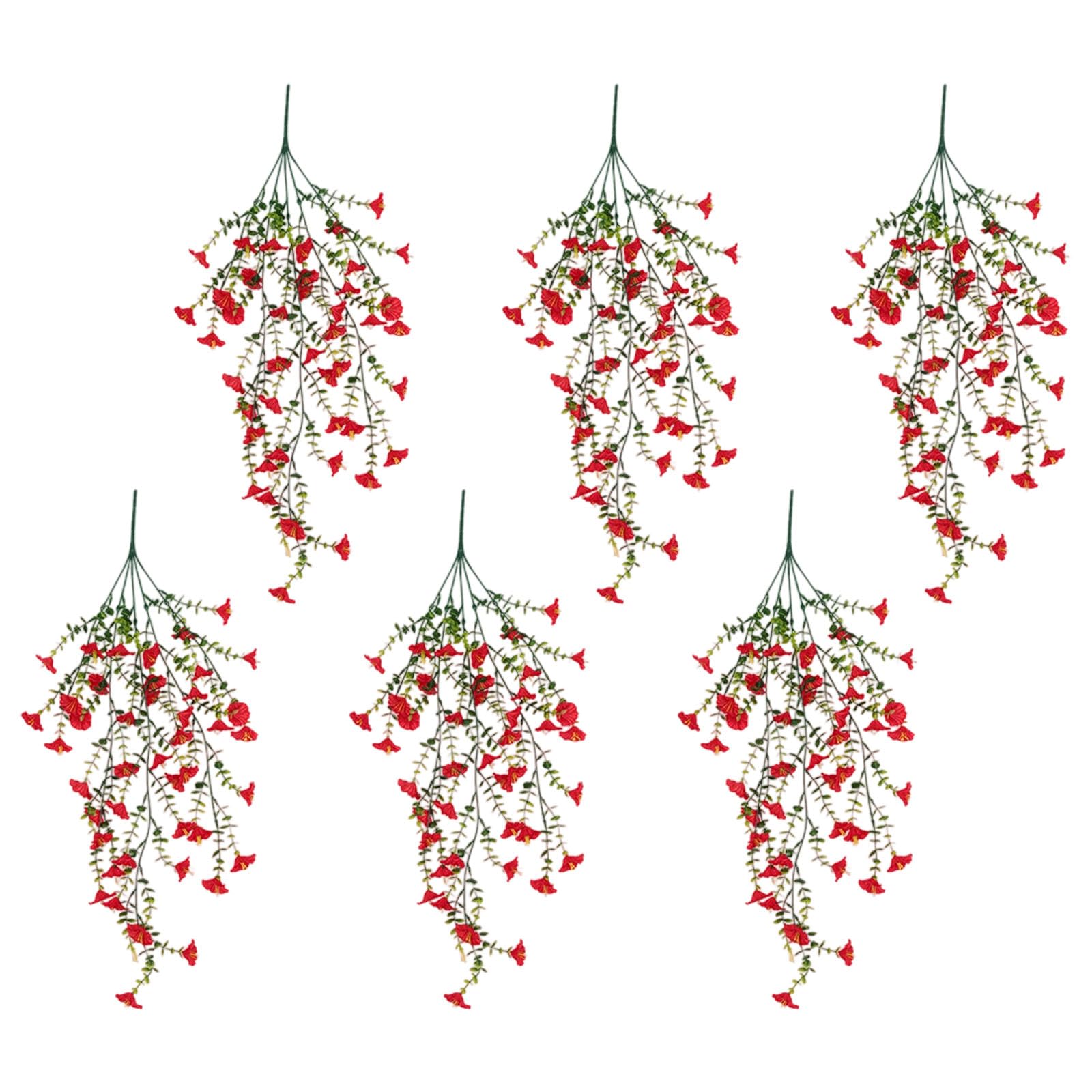 Qusinfc 6Pcs Artificial Hanging Morning Glory Flower Hanging Plant for Outside and Indoor Planter Porch Garden Yard Decoration Wedding Party Centerpieces