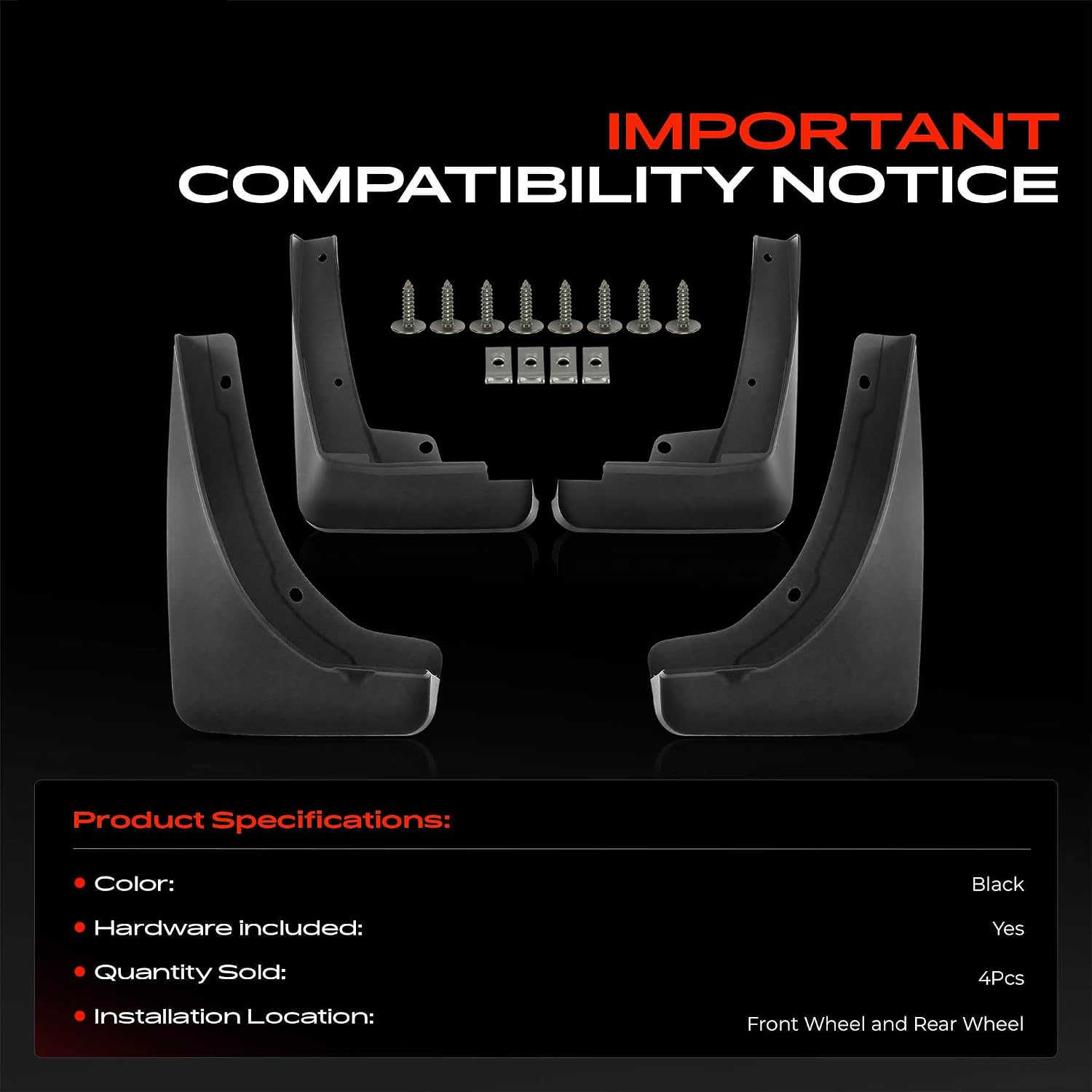 A-Premium Mud Flaps, No Drilling Required Splash Guards with Accessories image 3