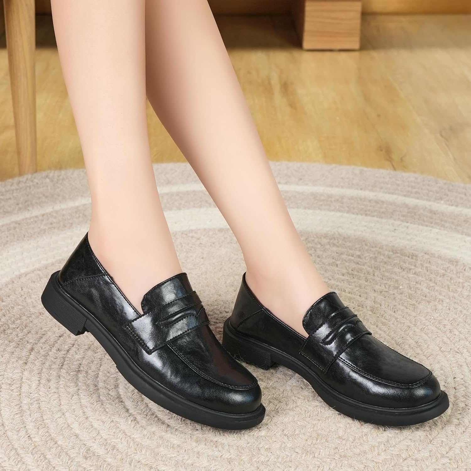 Women's Slip On Loafer Leather Casual Work Office Dressy Shoes - Image 2