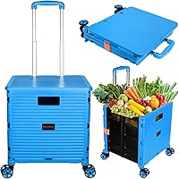 Vista 27 de Carrito de utilidad plegable, cajón portátil plegable, carritos rodantes con ruedas, cesta de transporte con tapa magnética, cubierta telescópica