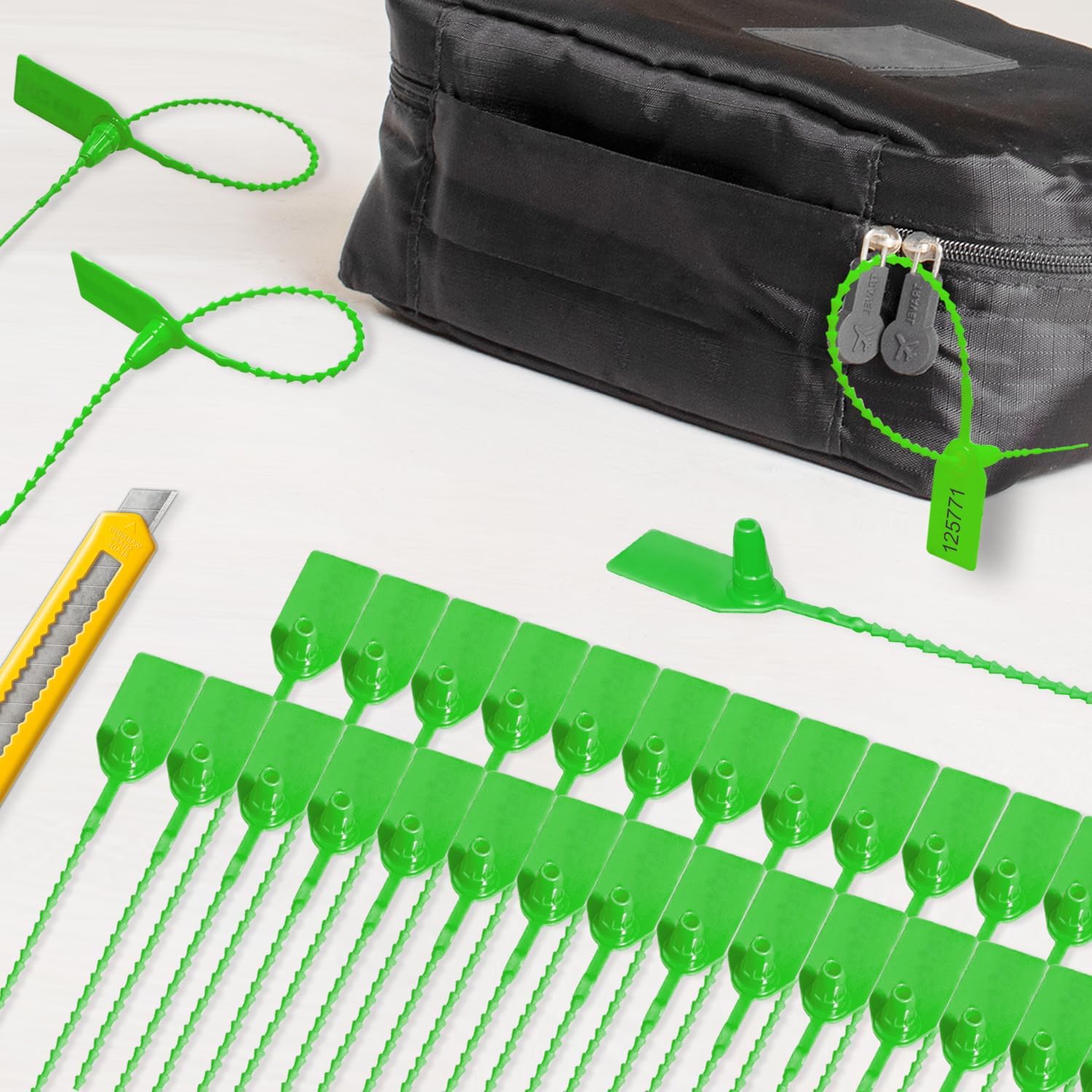 500 Pcs Plastic Tamper Seals Fire Extinguisher Tags Security Tags Numbered Tags with Zip Tie Safety Disposable Self-Locking Signage 250mm Length (Green) - Image 6