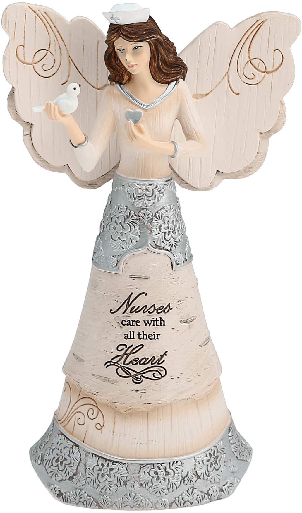 Elements Nurse Angel Figurine by Pavilion, 6-Inch, Holding Dove, Inscription Nurse Care with All Their Heart