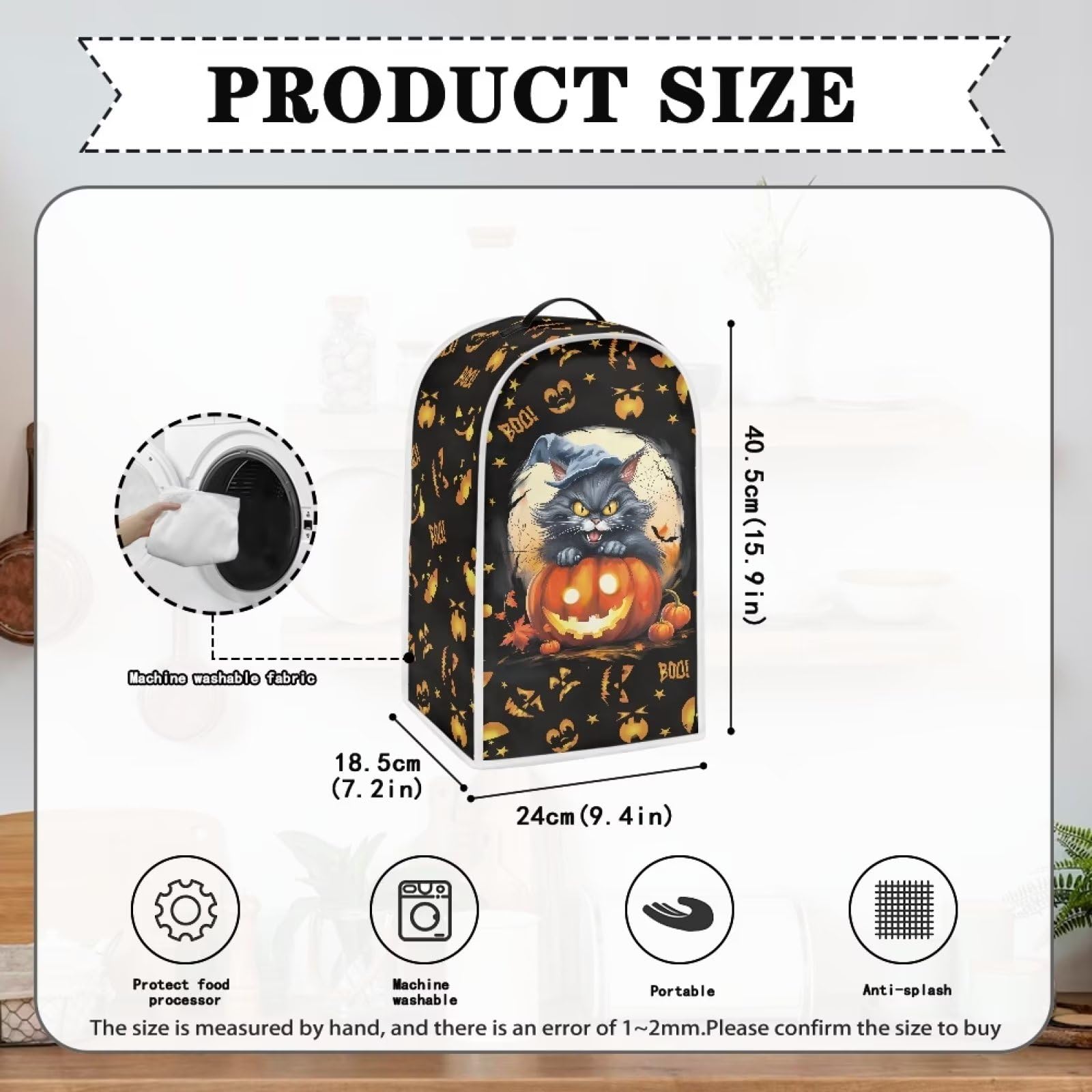 Psesaysky Halloween Cat Pumpkin Blender Cover Fingerprint-Proof Dust-Proof Kitchen Appliance Case Kitchen Appliance Case Halloween Decor on Fridge.com - View 6