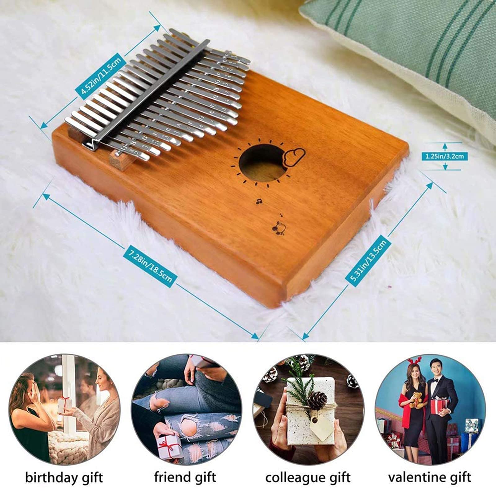 Kalimba 17 Clés, Thumb Piano Finger Piano Percussion Instrument De Musique Cadeau pour Les Mélomanes Débutants