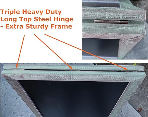 Miniatura 3 de Tektrum Pizarra magnética de madera rústica vintage grande y resistente de doble cara con marco en A, 20 x 40 pulgadas, superficie de escritura