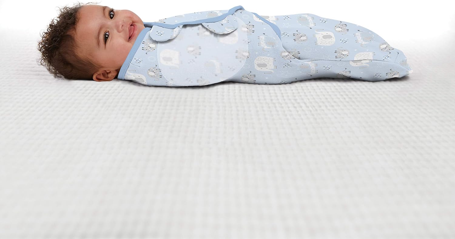 SwaddleMe Original Swaddle - Size Small/Medium, 0-3 Months, 3-Pack (Elephant Stripes) Easy to Use Newborn Swaddle Wrap Keeps Baby Cozy and Secure and Helps Prevent Startle Reflex