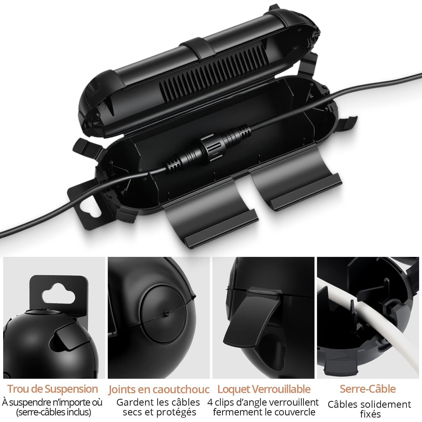 Kamtop Boîtier Étanche Extérieur IP54 – Coffret de Protection Électrique ABS, Résistant aux Intempéries, pour Jardin, Éclairage Extérieur, Rallonge, Installation Facile