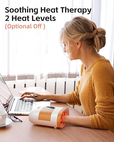 Miniatura 9 de SHINE WELL Masajeador de manos para artritis y túnel carpiano, masajeador de manos con calor y compresión, 3 modos, 3 intensidades, 2 niveles de