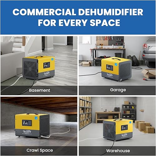 Miniatura 7 de Deshumidificador de espacio de arrastre con bomba, deshumidificador comercial Sijipt de 70 pintas para sótano, deshumidificador Energy Star con