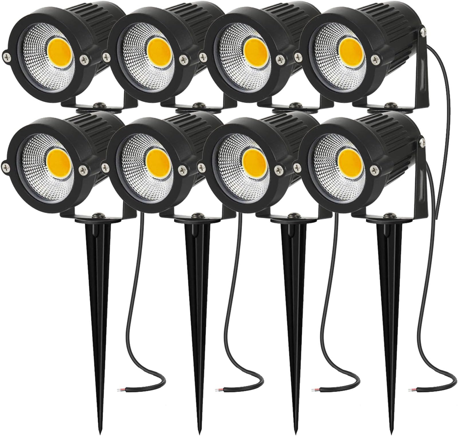 Low Voltage Landscape Lights Outdoor LED Spotlights Garden Spot Lights Outdoor Pathway Lighting 5W 12V 24V IP66 Waterproof Spike Flood Lighting for Tree(8 Pack)