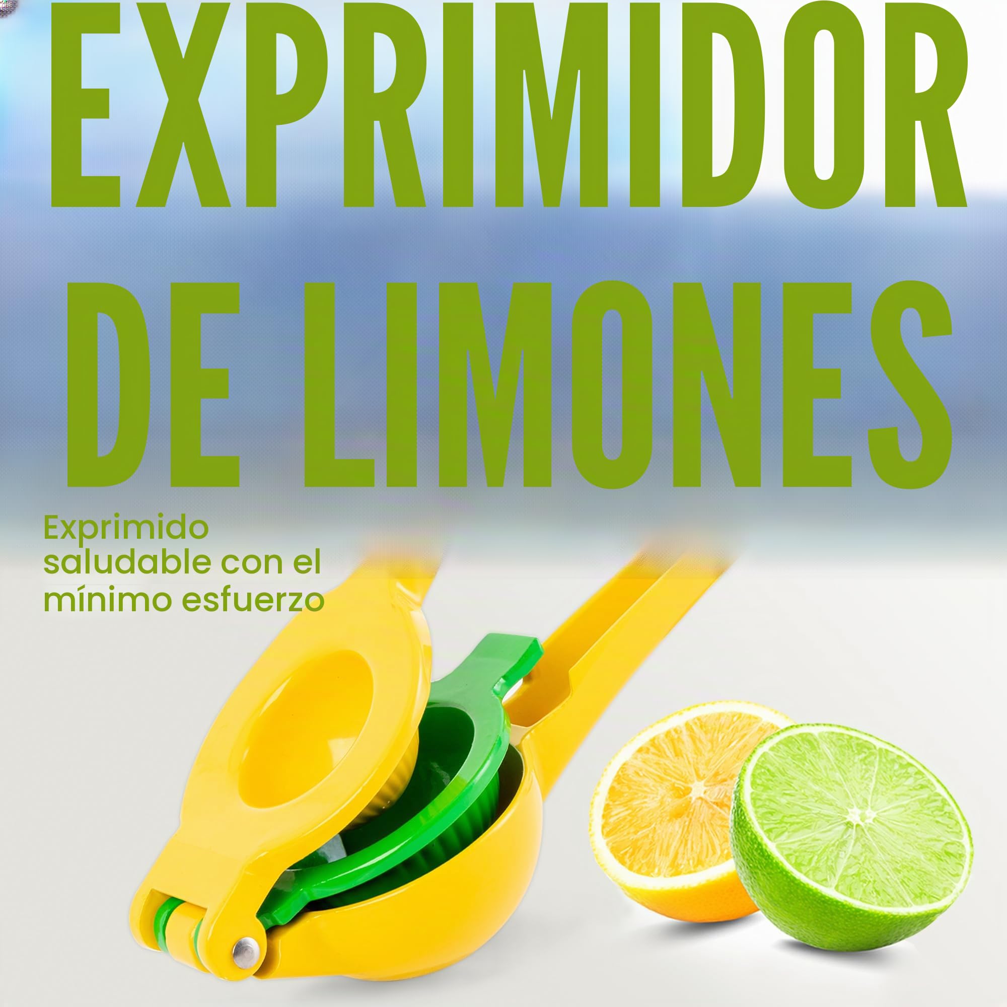 Exprimidor de Limones Manual 2 en 1 Zulay Metal - Máxima Extracción, Fácil de Limpiar - Amarillo/Verde