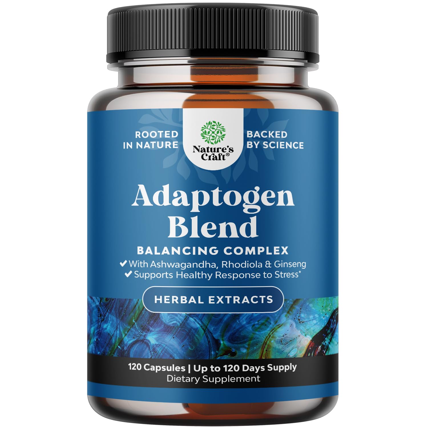 Herbal Adaptogen Mood Support Supplement - Calming Adaptogens Supplement for Stress & Cortisol Management with Ashwagandha Rhodiola Rosea & Maca Root - Vegan Non GMO & Daytime Friendly -120ct