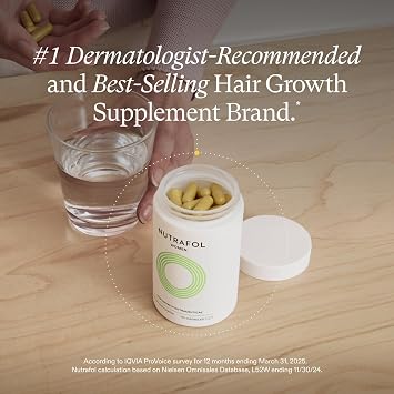 nutrafol women's hair growth food supplement clinically proven for visibly thicker stronger hair (3 month supply [bottles])