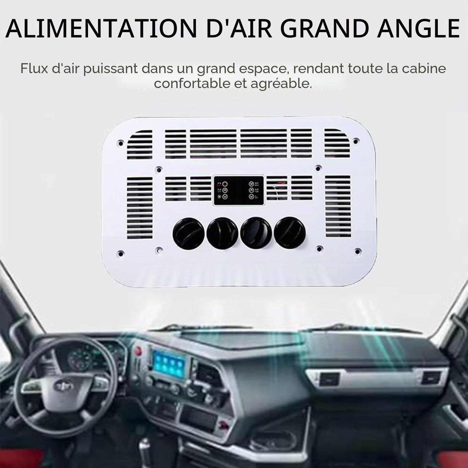 Climatisation 12V/24V pour Caravane, Camping-Car, Toit DC, Climatiseur de Toit électrique pour Voiture, Climatiseur électrique pour Camping-Car, Léger et Portable,12V-White