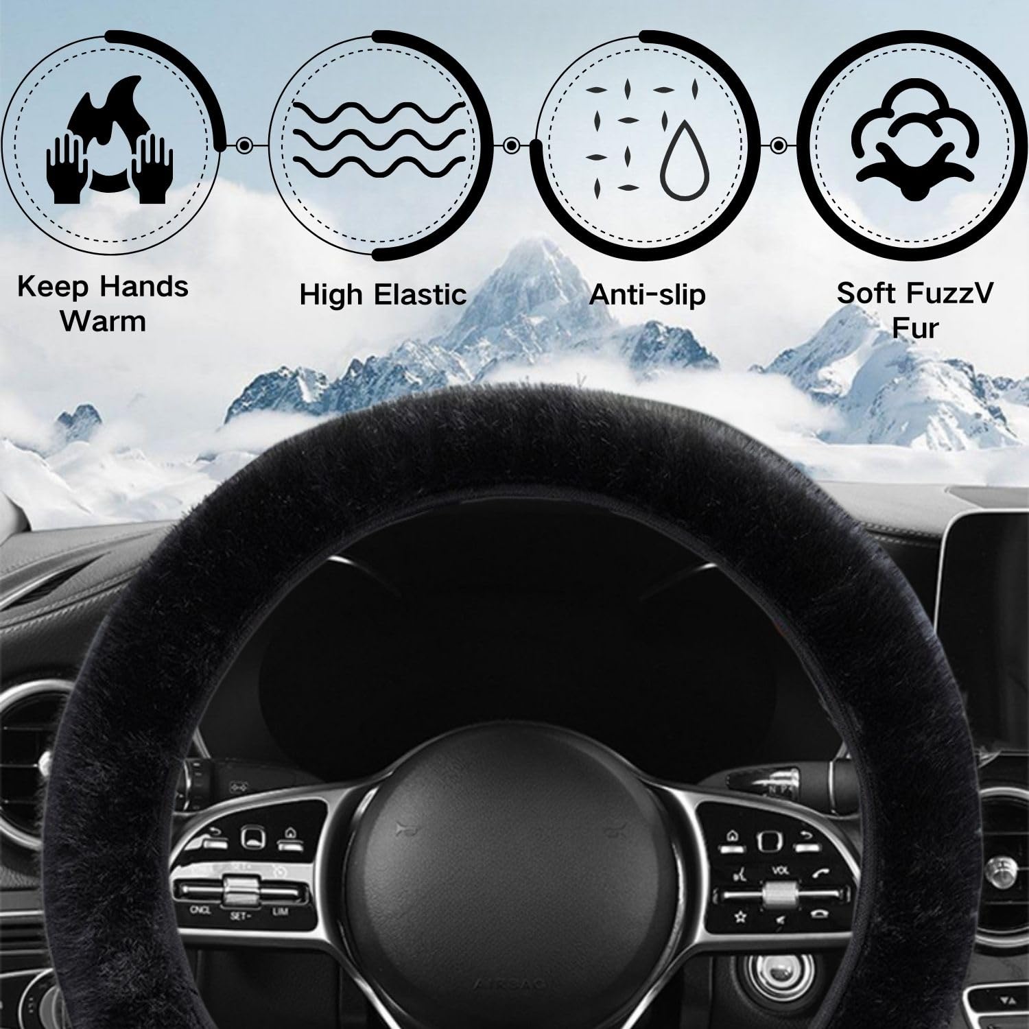 COUVRE-VOLANT,8--Housse De Volant Universelle En Fourrure, Levier