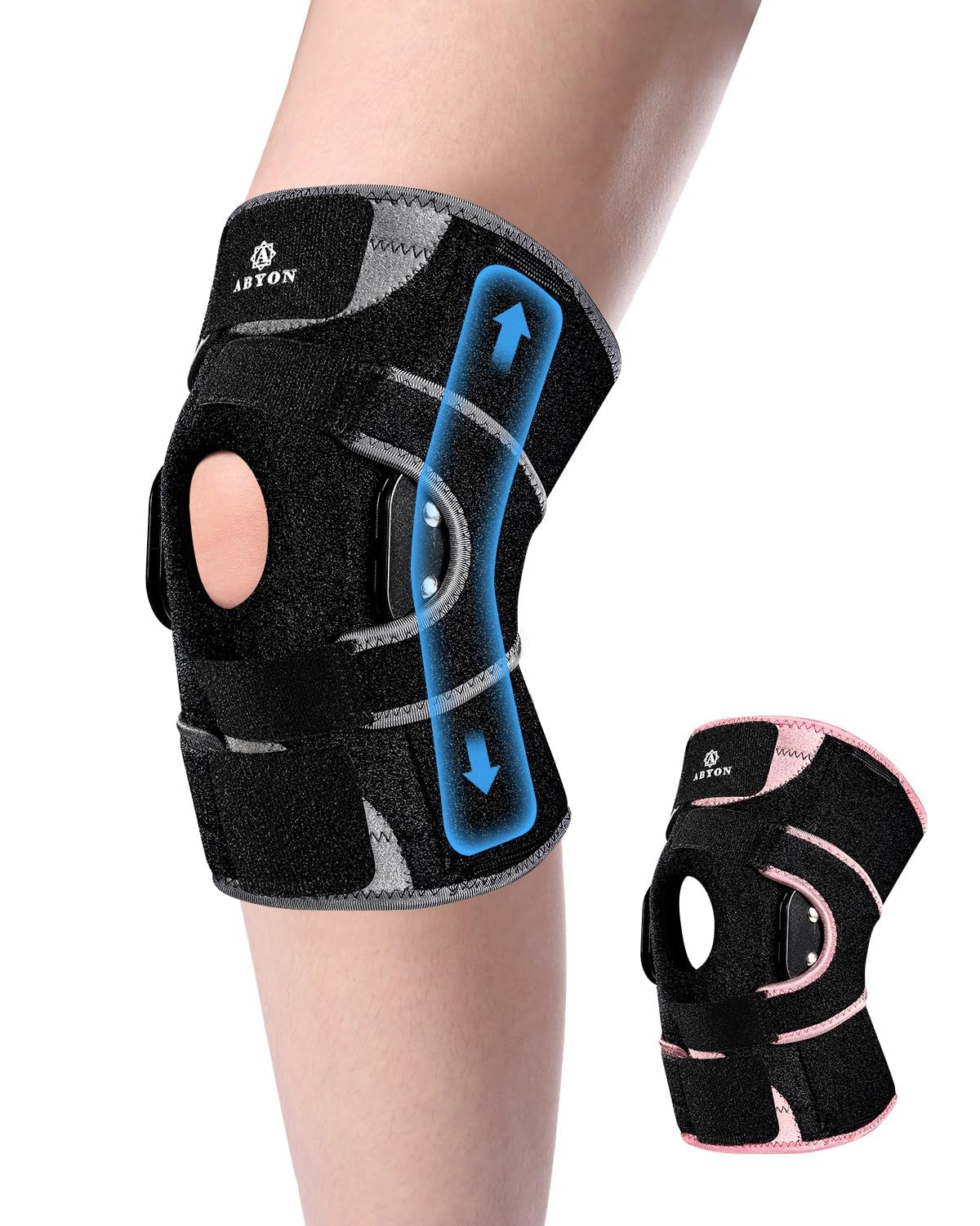 ABYON Hinged Knee Brace for Men & Women - Maximum Support with Metal Side Stabilizers, Adjustable 360° Wraparound Strap for Meniscus Tear, ACL/MCL Pain, Arthritis & Post-Surgery Recovery (FSA/HSA Eligible)- Please Check How To Size Video