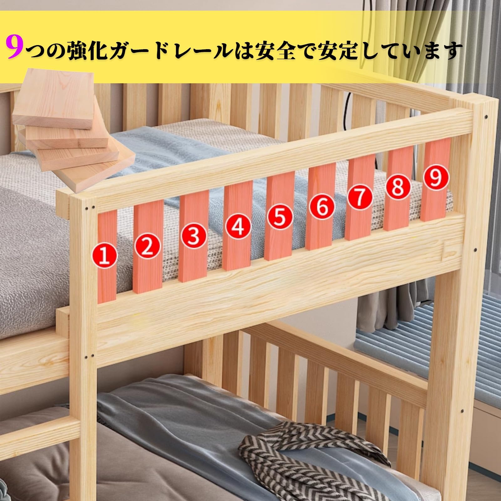 Amazon｜MDDKOP 二段ベッド 大人用 2段ベッド 天然木 無垢 子供用 幅80