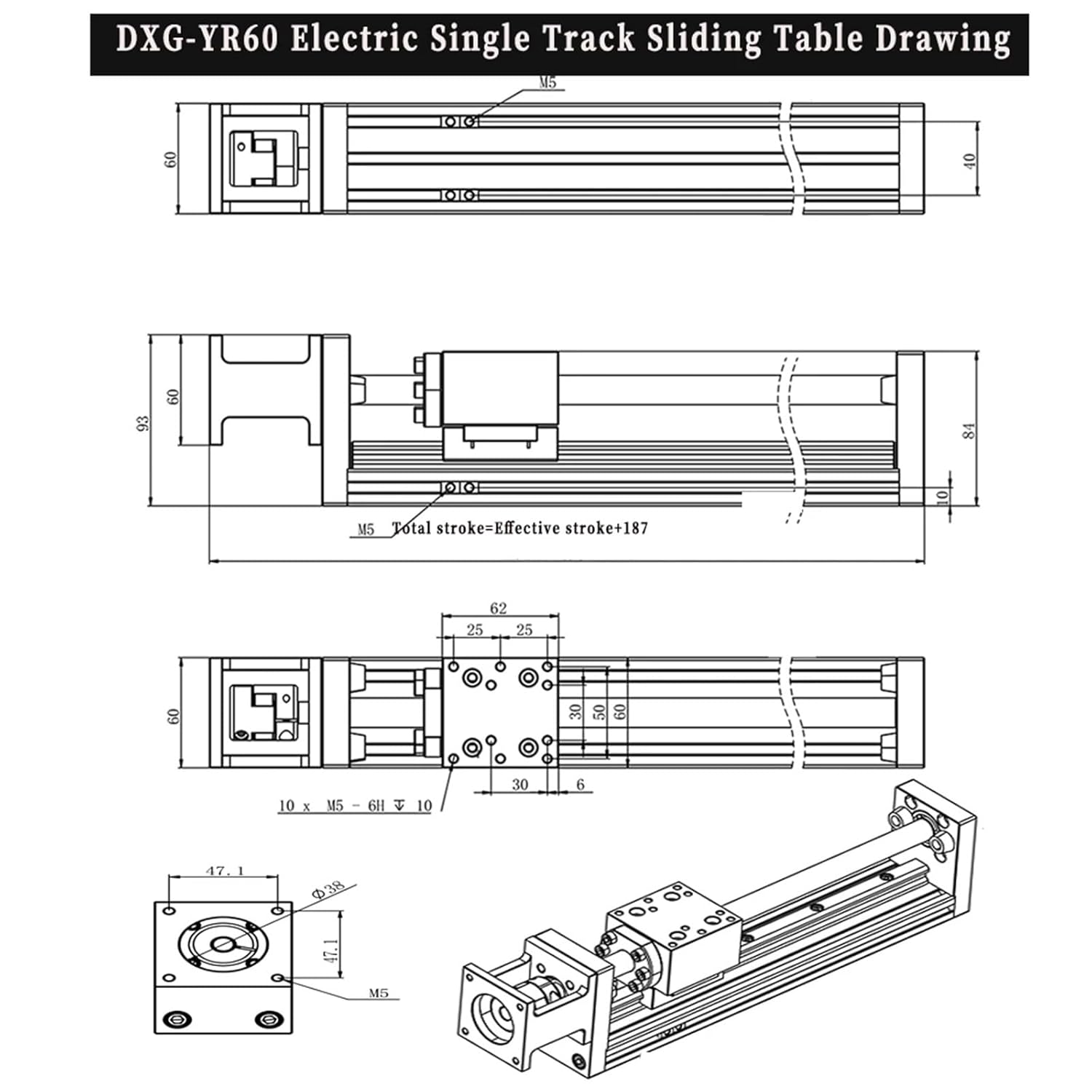 Linear Guide Electric Or Manual Sliding Table SFU1605/1610 BallScrew 50-1200mm Linear Actuator XYZ Axis Nema 23 /60mm Bracket