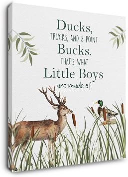 Ryeolo Boys Room Wall Art, Gifts for Baby Boys, Deer Picture Wall Art, Famous Quotes Framed Canvas Wall Art, Rustic Nursery Southern Decor 11x15 Inches
