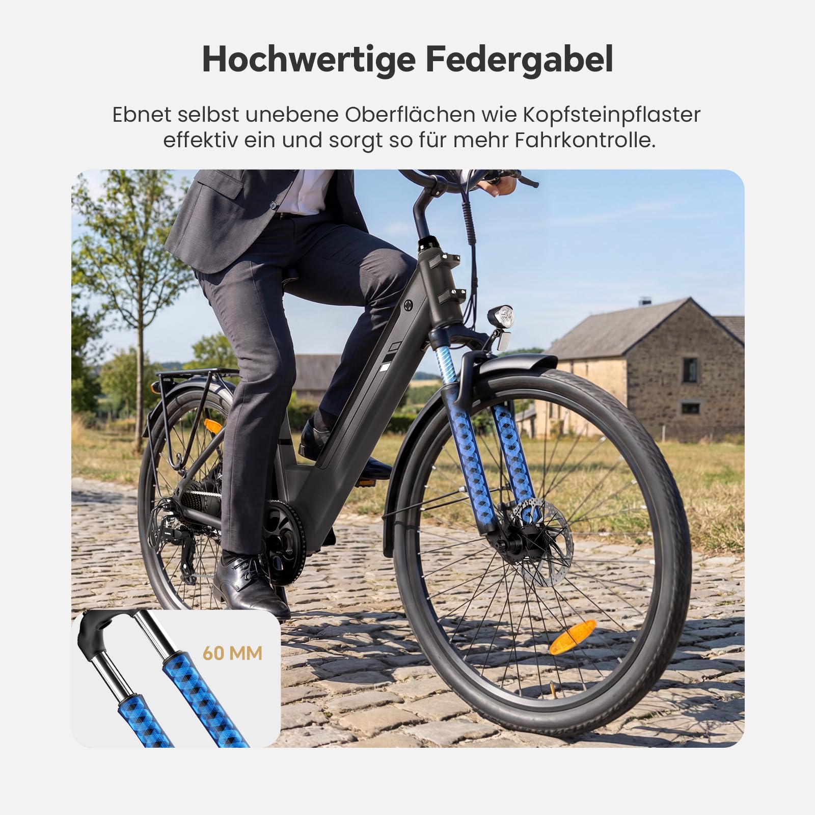 Touroll J2 /J2 ST Pro 26'' E-Bike Damen Herren City Trekkingrad mit Hydraulischen Scheibenbremsen, 250W Motor, 100km Reichweite, Abnehmbarer Akku,7 Gänge, Pedelec E-Citybike für Erwachsene