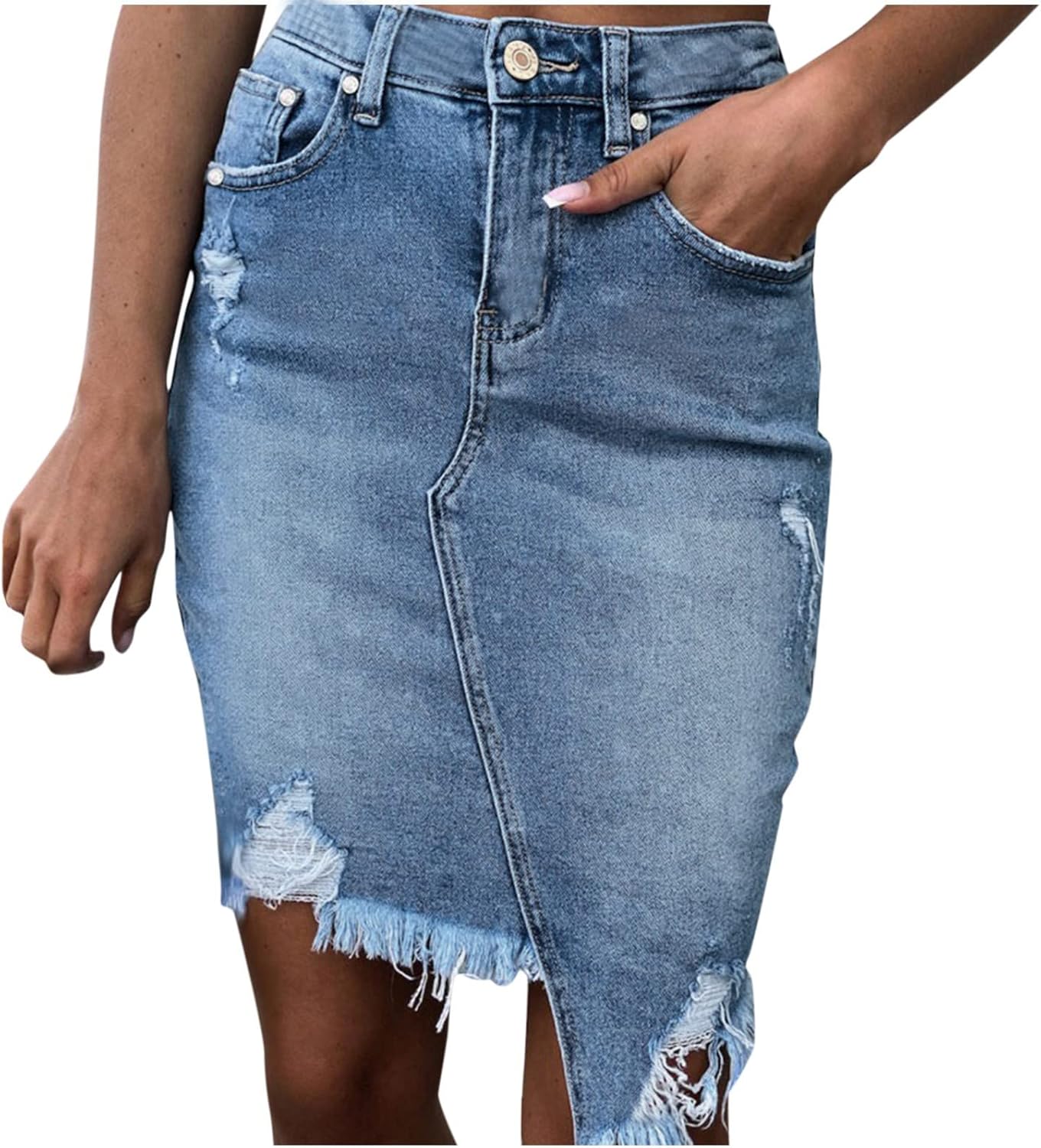 PAIDAXING Jean Minigonna da donna sexy classico bottoni blu tasche strappate gonna in denim skater gonne PAIDAXING Jean Minigonna da donna sexy classico bottoni blu tasche strappate gonna in denim skater gonne