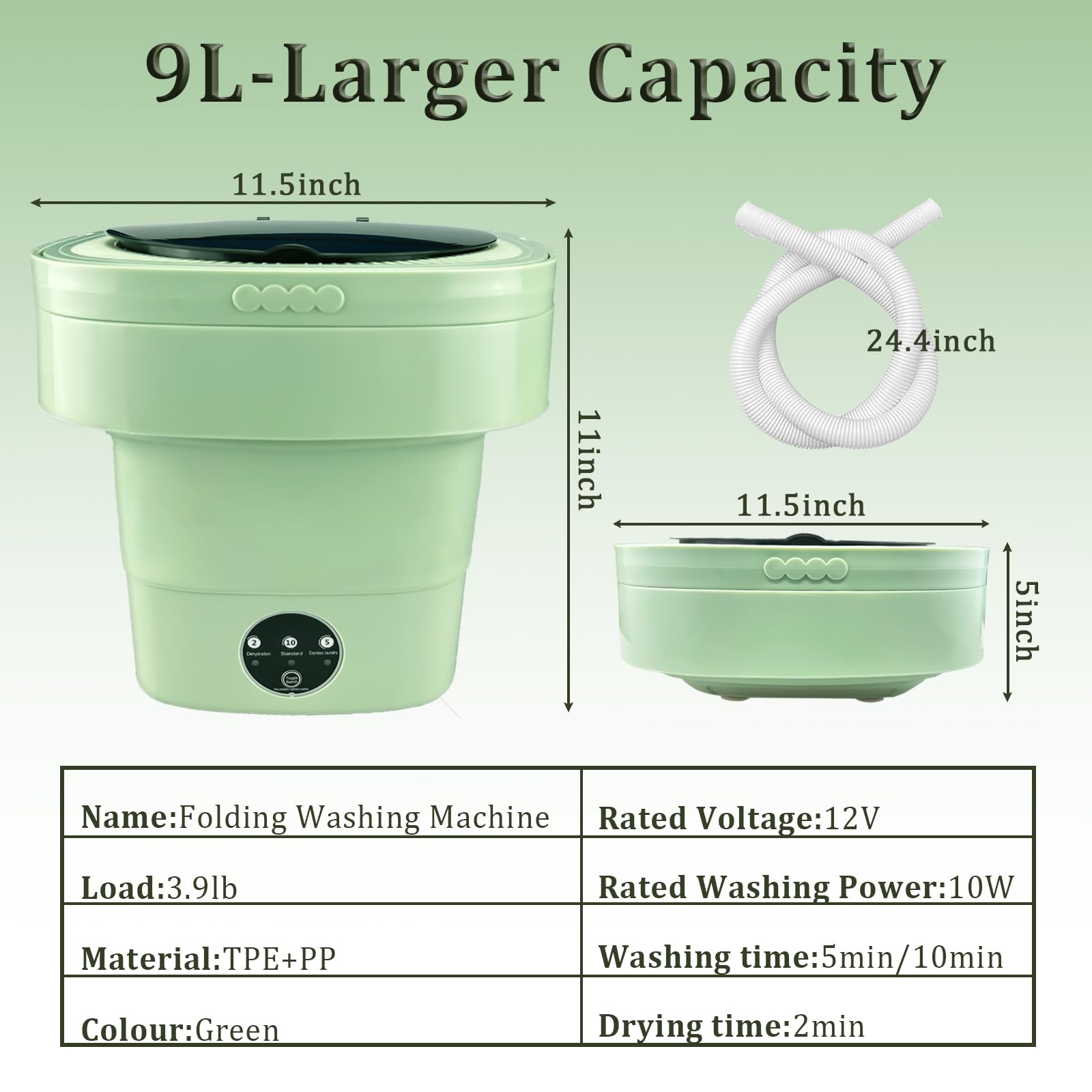 容量9L ブルーライト付き ミニ携帯用洗濯機 楽天市場】9Lミニ洗濯機 脱水機能付き 知能波輪 ブルーライト