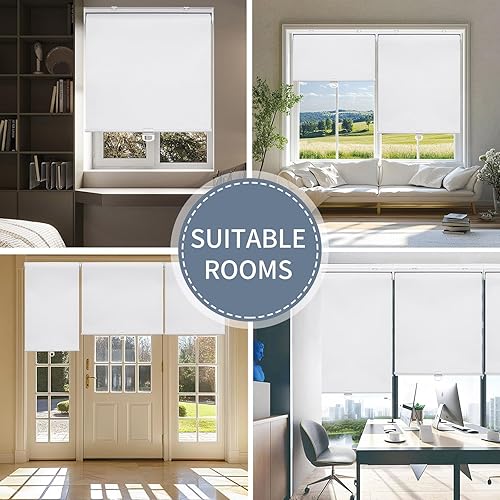 Miniatura 4 de SHADEMOON Persianas enrollables opacas sin cordón, con sistema de resorte extraíble, para oscurecer la habitación, impermeable, bloqueo UV, tela con