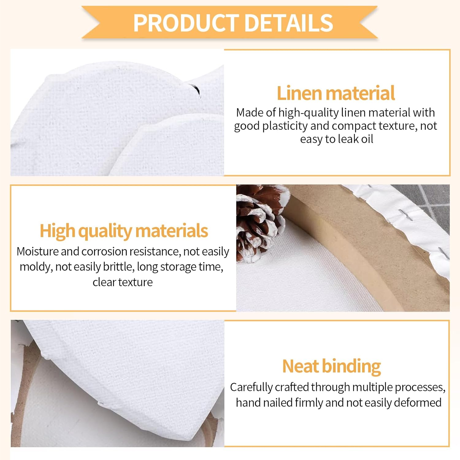Canvas for Painting, 6 Pieces Canvas Heart Shape with Wooden Frame, 4/6/8 Inch Canvas Set Made of Cotton for Acrylic Paints, Oil Painting and Home Decorations (White)