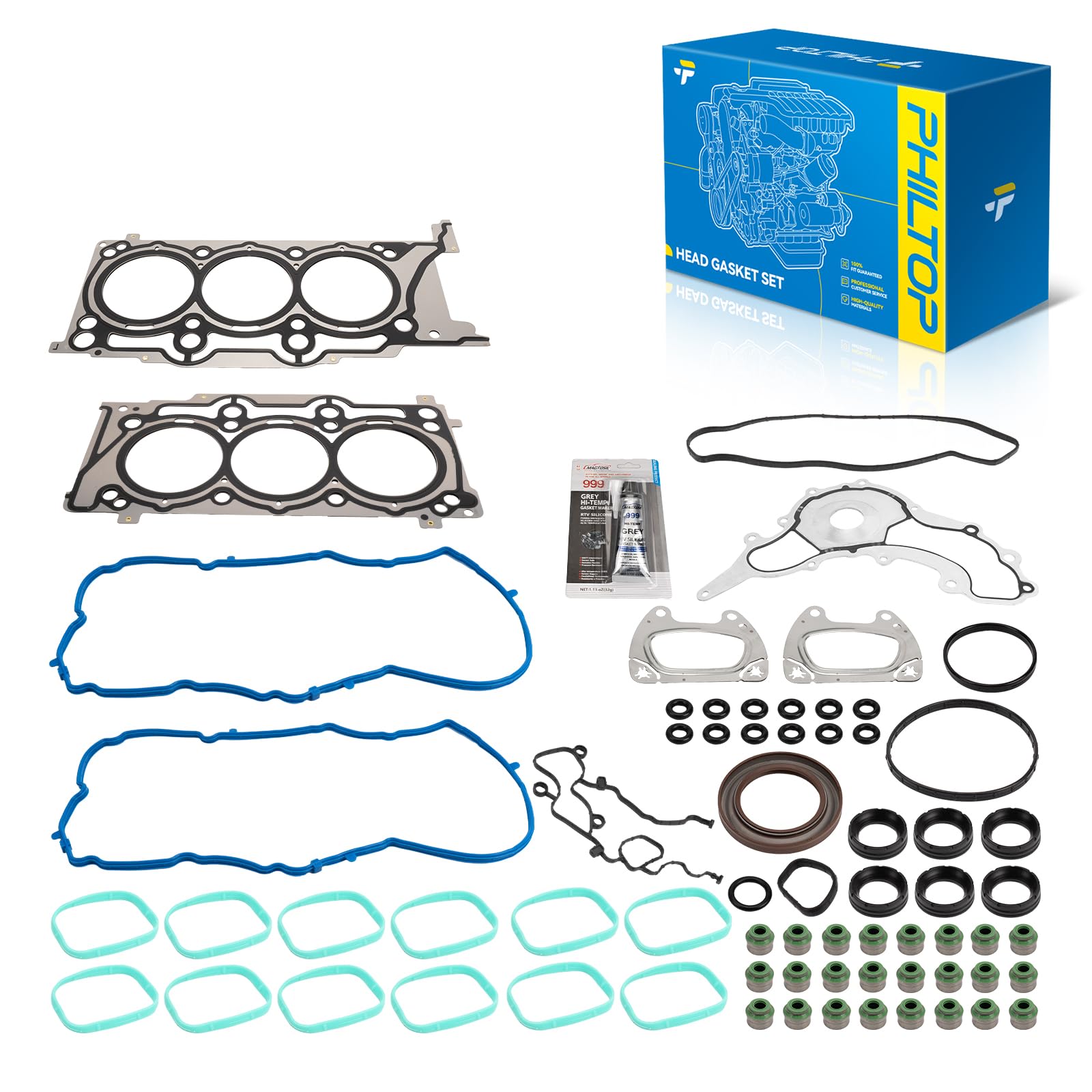 PHILTOP Head Gasket Kit for Jeep Grand Cherokee 2011-2015 3.6L, Wrangler JK | For Chrysler 200 300 Town &amp; Country, Dodge Journey Grand Caravan Charger Durango, Ram 1500 Classic ProMaster, 3.6L, HS26541PT