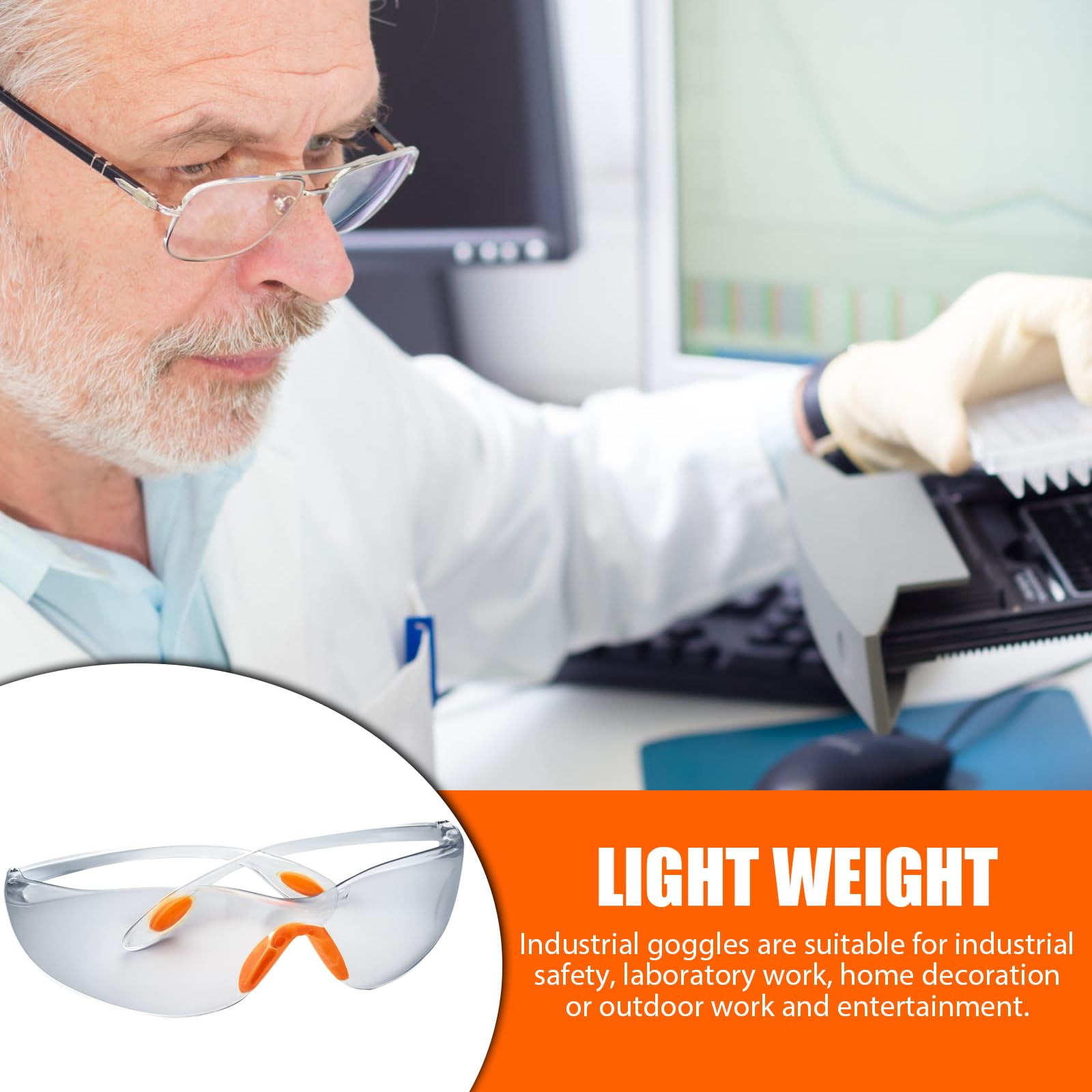 EujRcf 6 Pcs Safety Goggles Adult, Safety Glasses for Work Clear Protective Eyewear for Construction Laboratory Chemicals - Image 4