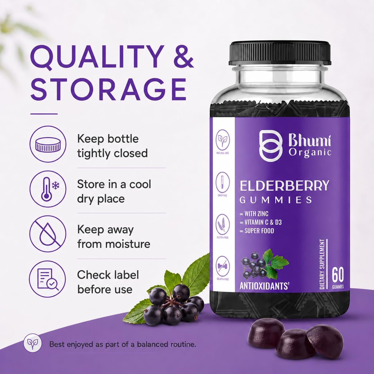 Elderberry Gummies, 60 Count, Berry Flavored — Amazon image 6