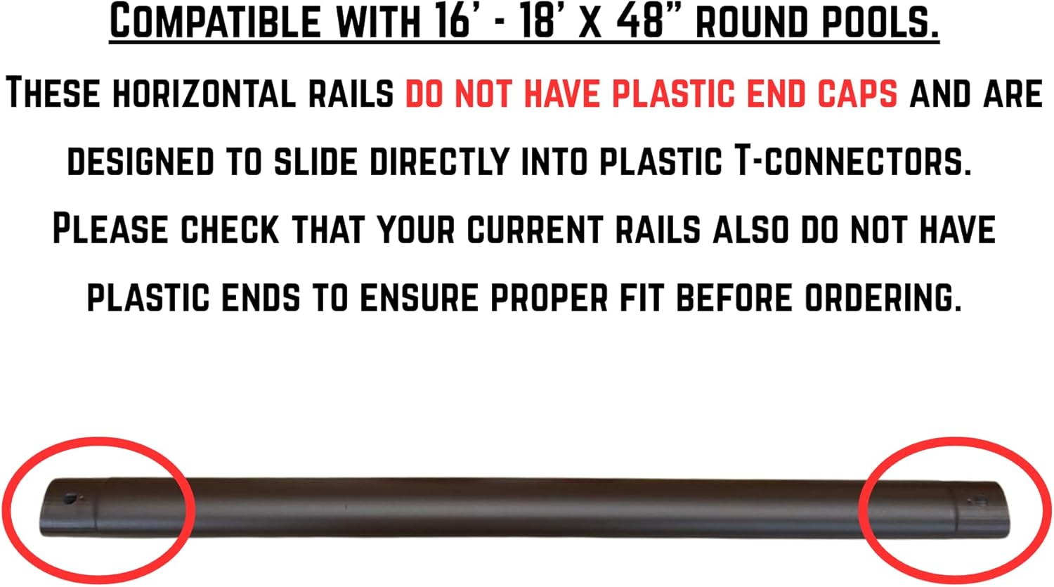 Replacement Horizontal Pool Leg, Pole & Frame Support Bar Brown Oval for Coleman Power Steel 18ft x 48in Above Ground Swimming Pool (Fits 2022+ Models)