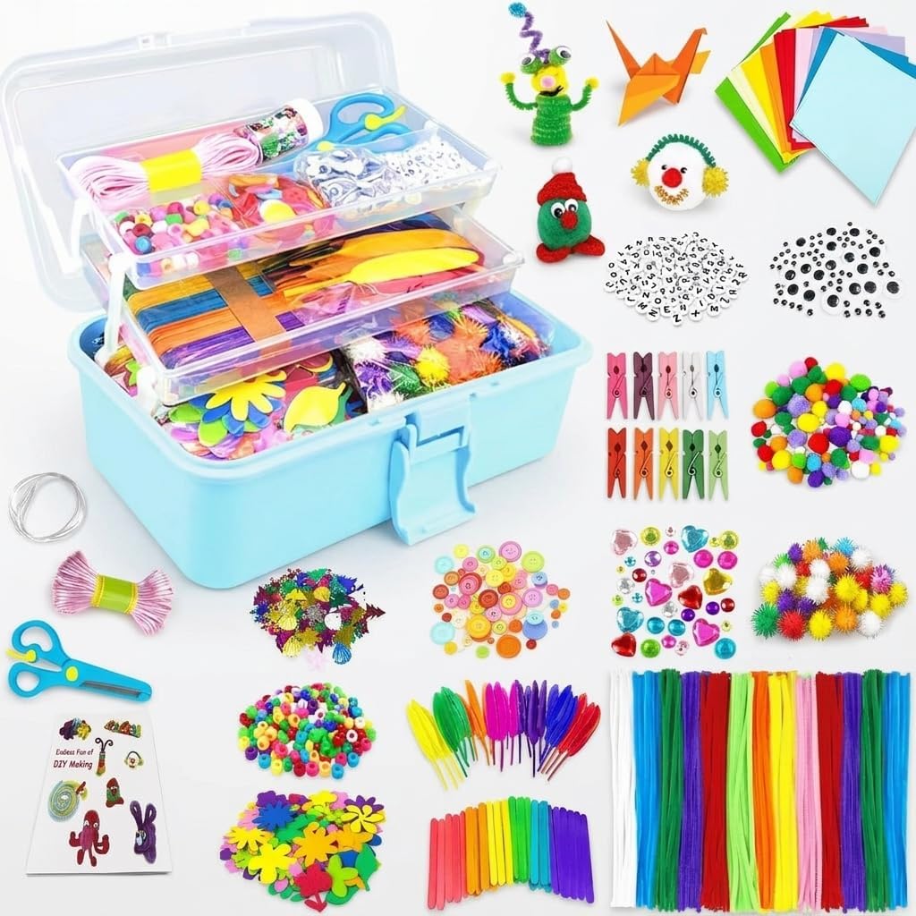 BUTIFULSIC Kids Arts and Crafts Supplies Set with Pipe Cleaners Craft Box